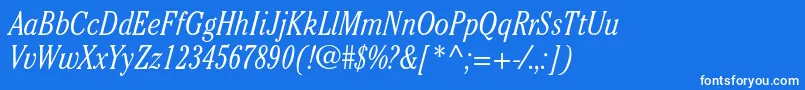 CheltenhamstdLightcondit-fontti – valkoiset fontit sinisellä taustalla