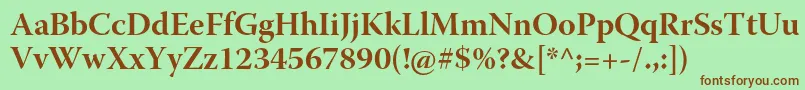 WarnockproBoldsubh Font – Brown Fonts on Green Background