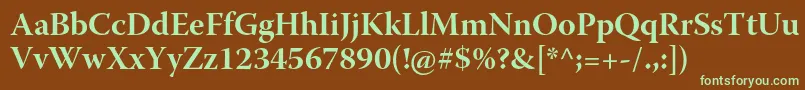 WarnockproBoldsubh Font – Green Fonts on Brown Background