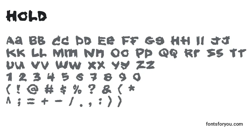 Czcionka Hold – alfabet, cyfry, specjalne znaki