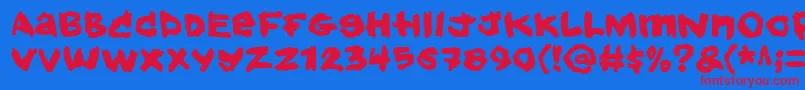 Hold-Schriftart – Rote Schriften auf blauem Hintergrund