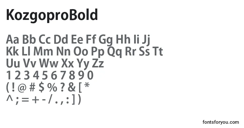 Шрифт KozgoproBold – алфавит, цифры, специальные символы