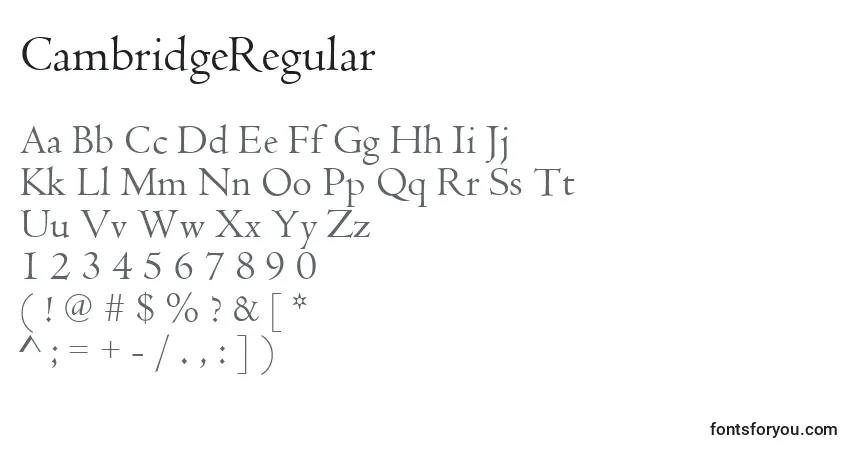Schriftart CambridgeRegular – Alphabet, Zahlen, spezielle Symbole