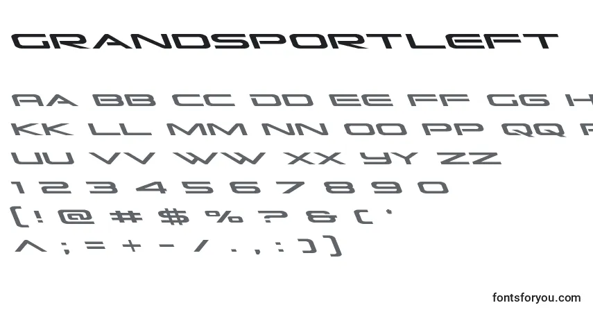 A fonte Grandsportleft – alfabeto, números, caracteres especiais