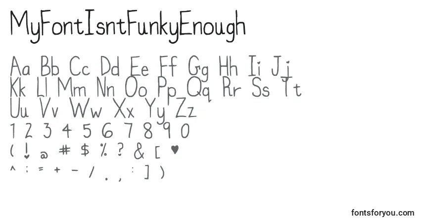 Fuente MyFontIsntFunkyEnough - alfabeto, números, caracteres especiales