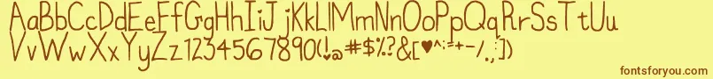 MyFontIsntFunkyEnough Font – Brown Fonts on Yellow Background