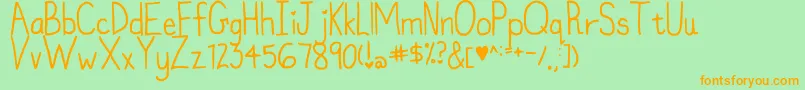 MyFontIsntFunkyEnough Font – Orange Fonts on Green Background