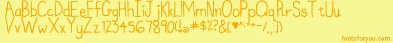 MyFontIsntFunkyEnough Font – Orange Fonts on Yellow Background