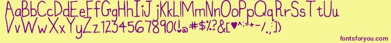 MyFontIsntFunkyEnough Font – Purple Fonts on Yellow Background