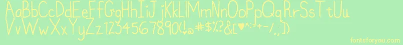 MyFontIsntFunkyEnough Font – Yellow Fonts on Green Background