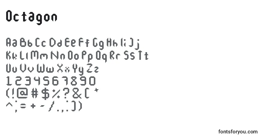 Шрифт Octagon – алфавит, цифры, специальные символы