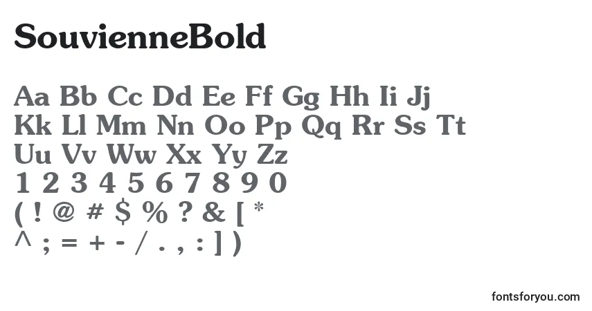 A fonte SouvienneBold – alfabeto, números, caracteres especiais