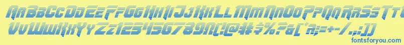 Omegaforcegradital12 Font – Blue Fonts on Yellow Background