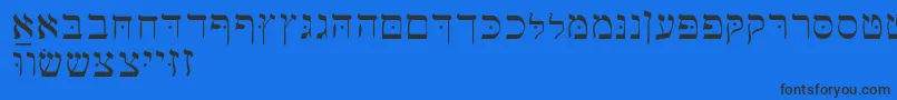 Hebrewbasic-Schriftart – Schwarze Schriften auf blauem Hintergrund