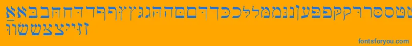 Hebrewbasic Font – Blue Fonts on Orange Background