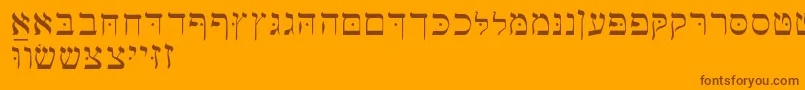 Hebrewbasic-Schriftart – Braune Schriften auf orangefarbenem Hintergrund