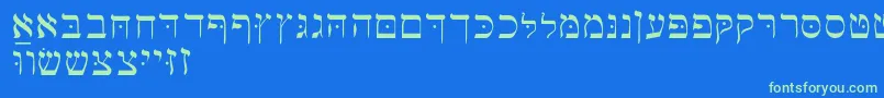 Czcionka Hebrewbasic – zielone czcionki na niebieskim tle