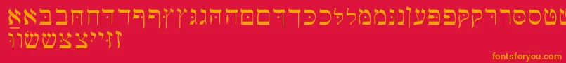 Hebrewbasic Font – Orange Fonts on Red Background