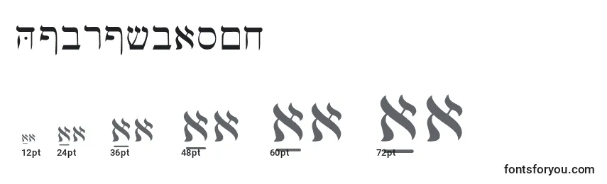 Tamaños de fuente Hebrewbasic