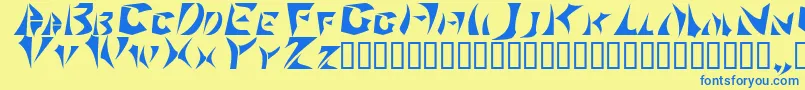 フォントSabertoo2 – 青い文字が黄色の背景にあります。