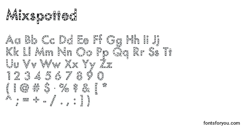 Czcionka Mixspotted – alfabet, cyfry, specjalne znaki