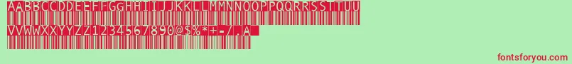 BarmkodeInverse Font – Red Fonts on Green Background