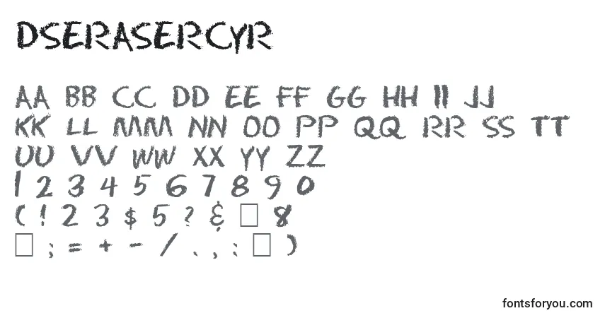 Schriftart DsEraserCyr – Alphabet, Zahlen, spezielle Symbole