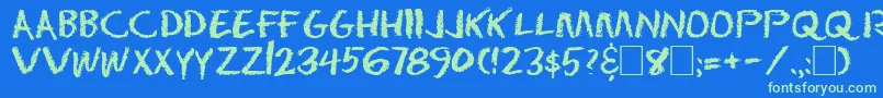 DsEraserCyr Font – Green Fonts on Blue Background