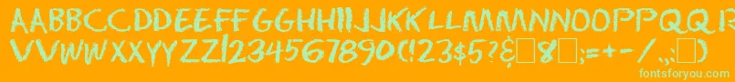 DsEraserCyr Font – Green Fonts on Orange Background