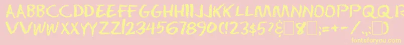 DsEraserCyr Font – Yellow Fonts on Pink Background