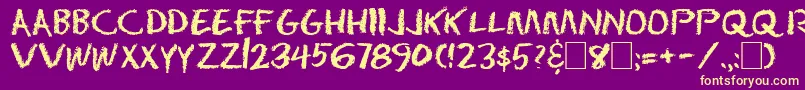 DsEraserCyr Font – Yellow Fonts on Purple Background