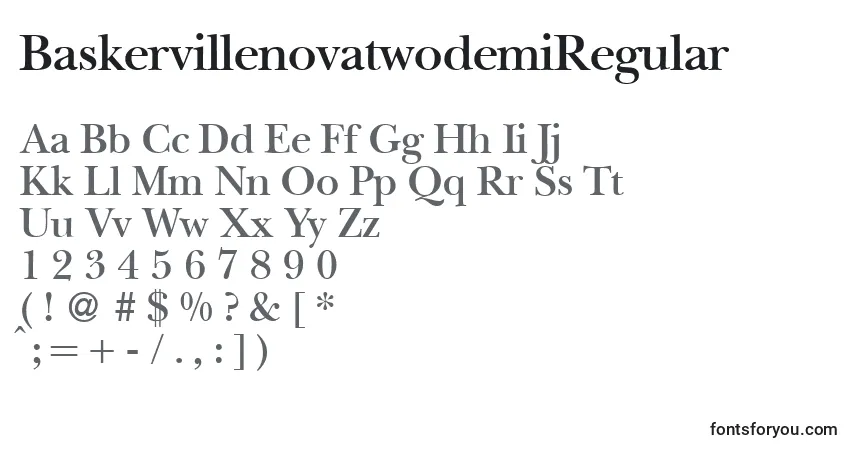 Czcionka BaskervillenovatwodemiRegular – alfabet, cyfry, specjalne znaki