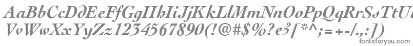 CockneyBolditalic-fontti – harmaat kirjasimet valkoisella taustalla
