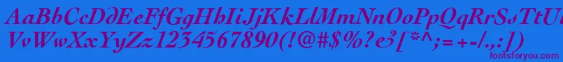 CockneyBolditalic Font – Purple Fonts on Blue Background