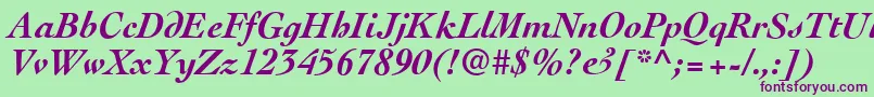 CockneyBolditalic Font – Purple Fonts on Green Background