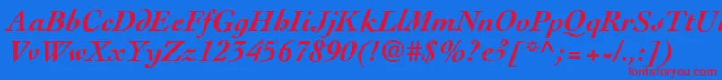 CockneyBolditalic Font – Red Fonts on Blue Background