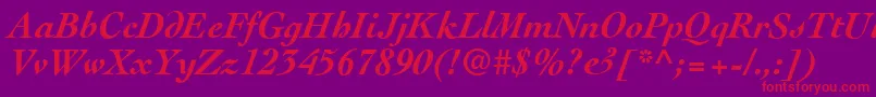 CockneyBolditalic-Schriftart – Rote Schriften auf violettem Hintergrund