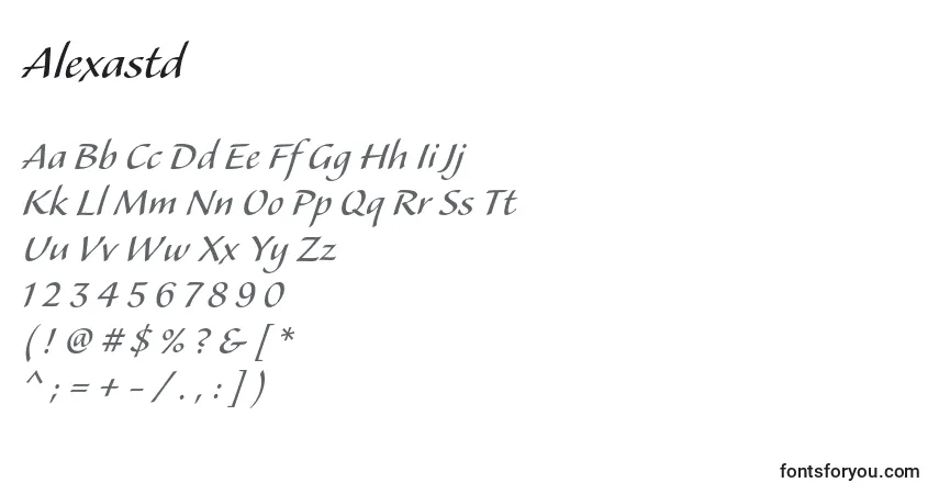 A fonte Alexastd – alfabeto, números, caracteres especiais