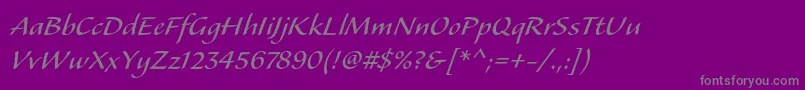 フォントAlexastd – 紫の背景に灰色の文字