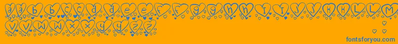 Weitere Informationen zur LoveYouTooTfb-Schriftart LoveYouTooTfb-Schriftart – Blaue Schriften auf orangefarbenem Hintergrund