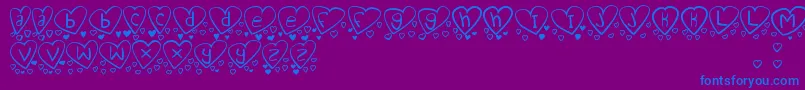 LoveYouTooTfb-Schriftart – Blaue Schriften auf violettem Hintergrund