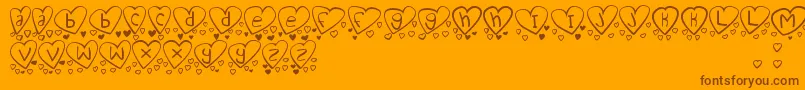 LoveYouTooTfb-Schriftart – Braune Schriften auf orangefarbenem Hintergrund