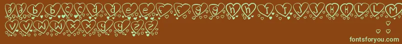 Czcionka LoveYouTooTfb – zielone czcionki na brązowym tle