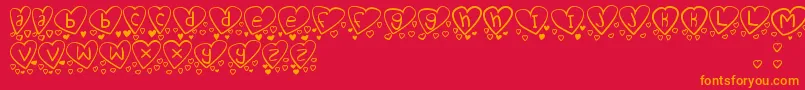 LoveYouTooTfb-Schriftart – Orangefarbene Schriften auf rotem Hintergrund