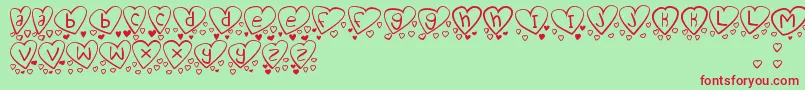 Czcionka LoveYouTooTfb – czerwone czcionki na zielonym tle