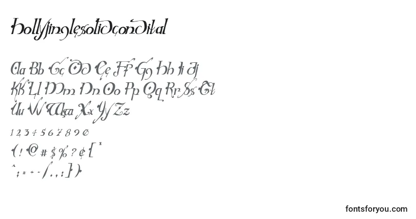 Schriftart Hollyjinglesolidcondital – Alphabet, Zahlen, spezielle Symbole