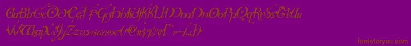 Hollyjinglesolidcondital-Schriftart – Braune Schriften auf violettem Hintergrund