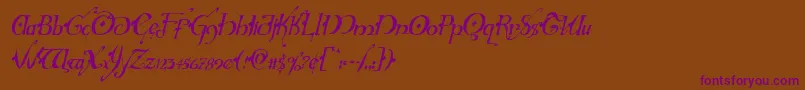 Hollyjinglesolidcondital Font – Purple Fonts on Brown Background