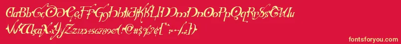 フォントHollyjinglesolidcondital – 黄色の文字、赤い背景