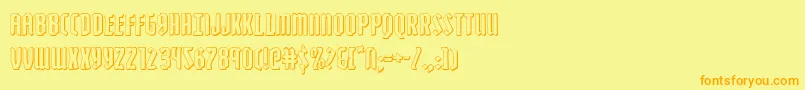 フォントZollern3D – オレンジの文字が黄色の背景にあります。